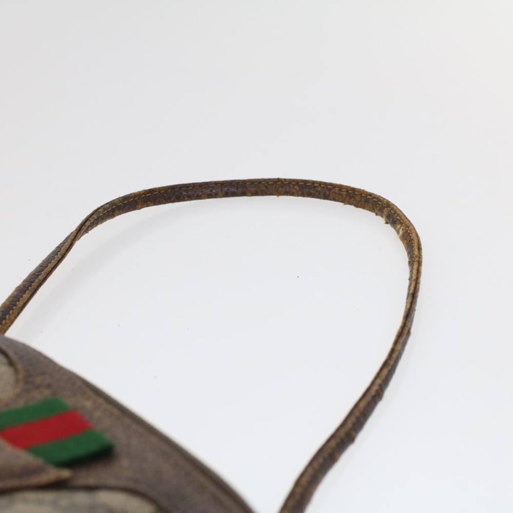GUCCI GG Canvas Web Sherry Line Hand Bag PVC Leather Beige Red Auth 45605 - Picture 7 of 16